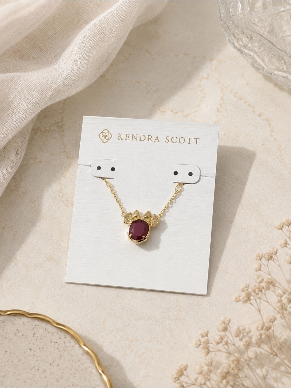 Kendra Scott Gold Necklace Garnet-Tone Pendant Disney Minnie Mouse cute gift